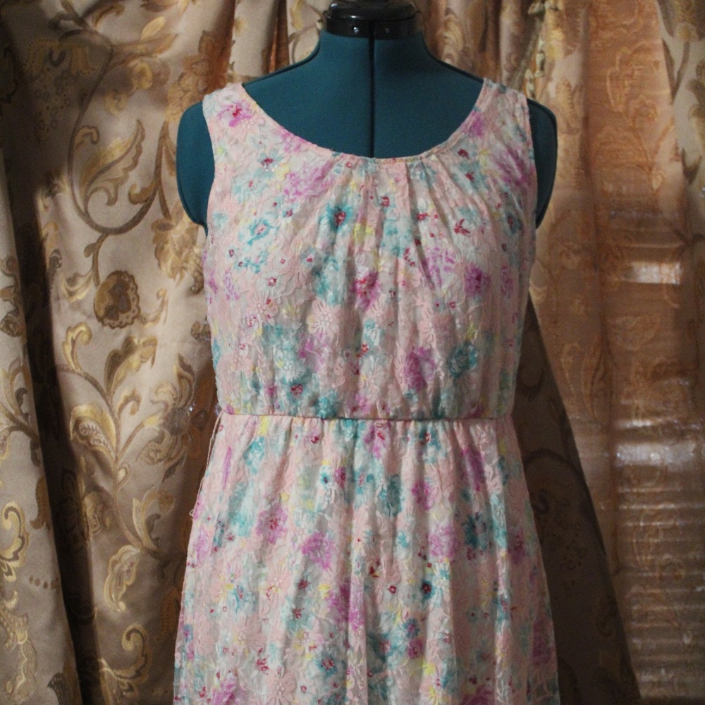 Derek Heart Juniors Floral Lace Sleeveless Dress L